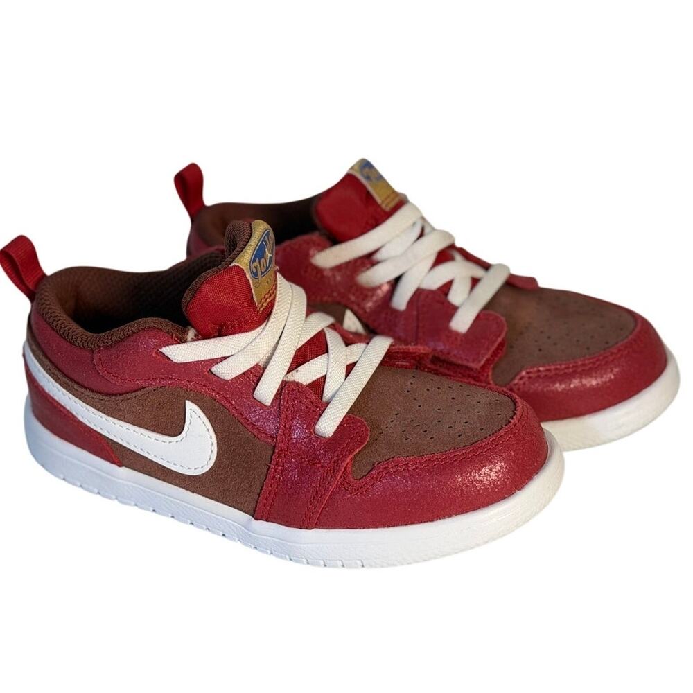 Air Jordan 1 Low ALT Toddler Shoes Red Brown White US 10C Hook & Loop Sneakers
